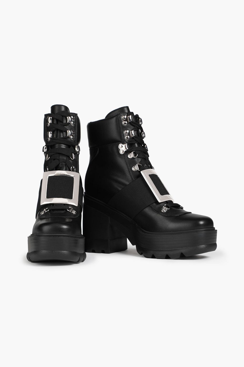 ROGER VIVIER Buckled padded leather platform ankle boots