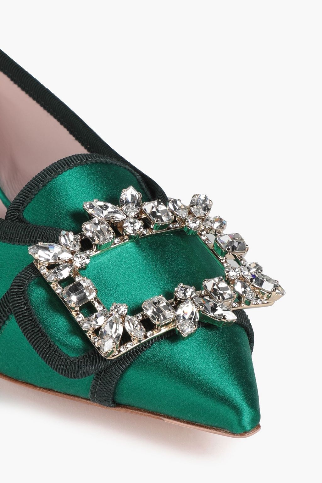 ROGER VIVIER Broche Vivier embellished satin point-toe flats
