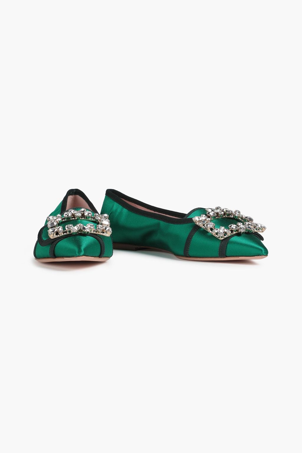 ROGER VIVIER Broche Vivier embellished satin point-toe flats