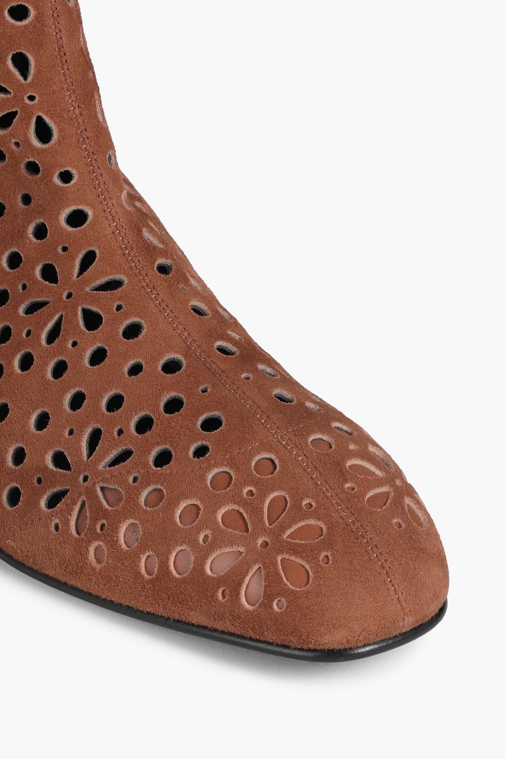 ROGER VIVIER 레이저 컷 스웨이드 앵클 부츠