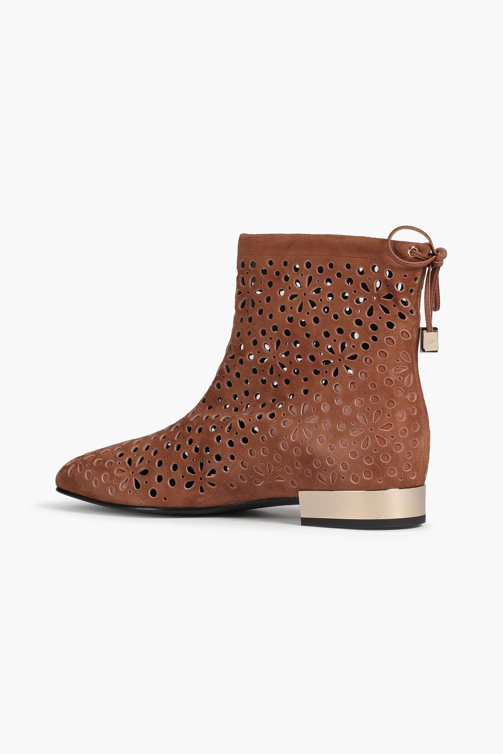 ROGER VIVIER 레이저 컷 스웨이드 앵클 부츠