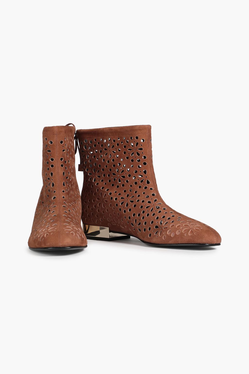 ROGER VIVIER 레이저 컷 스웨이드 앵클 부츠