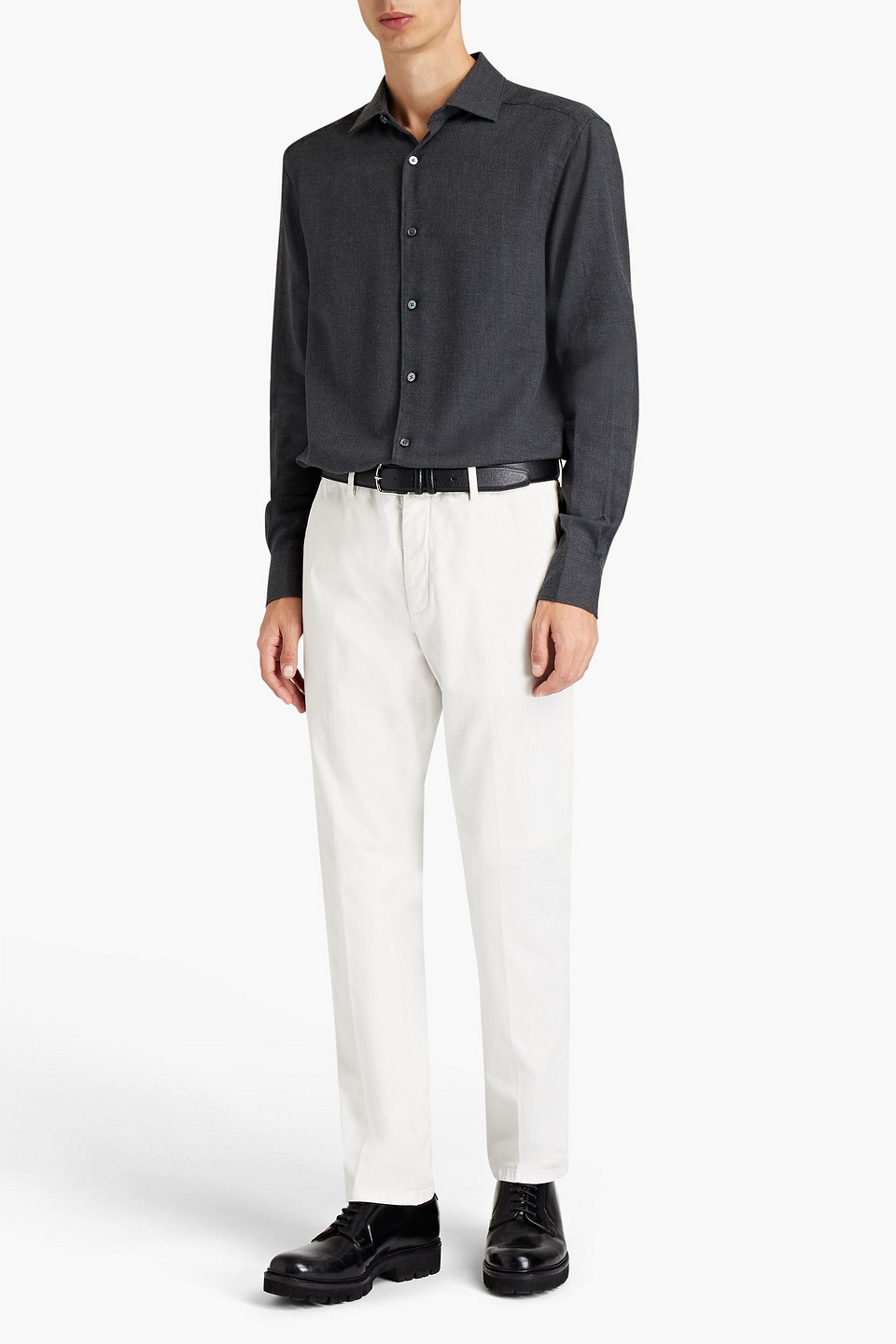 Ermenegildo Zegna Man Cotton And Cashmere-blend Twill Shirt