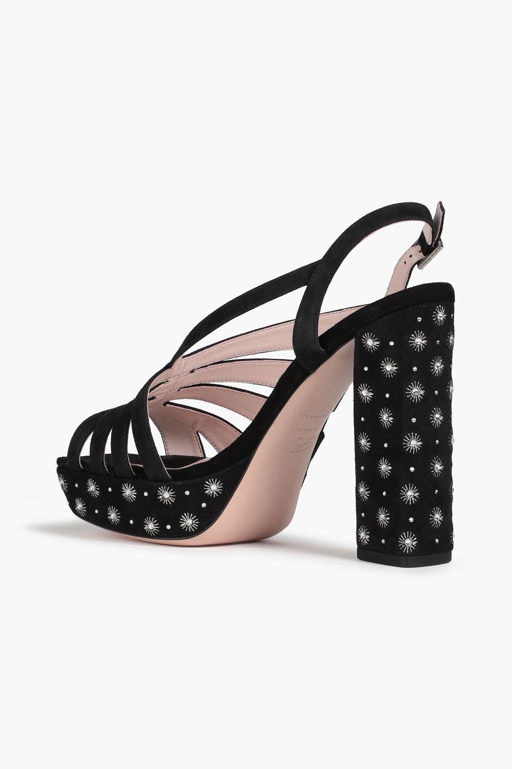 ROGER VIVIER صندل مزخرف بنعل سميك بحزام كاحل من الجلد السويدي