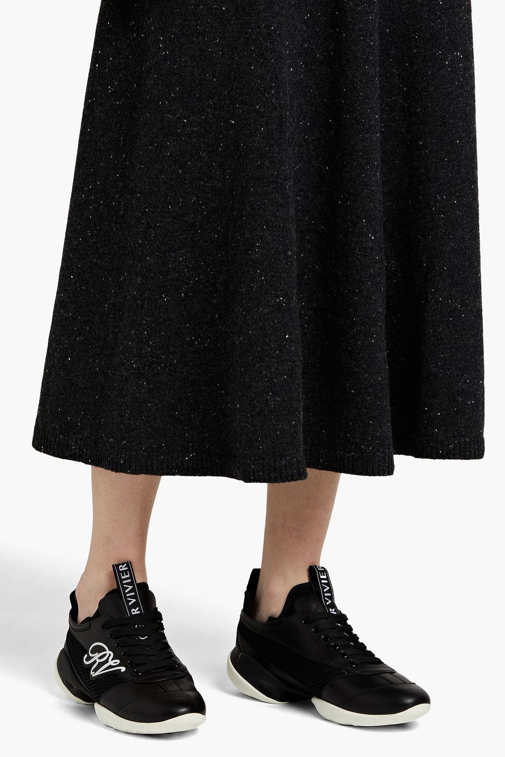 ROGER VIVIER Viv Match embossed leather and mesh sneakers