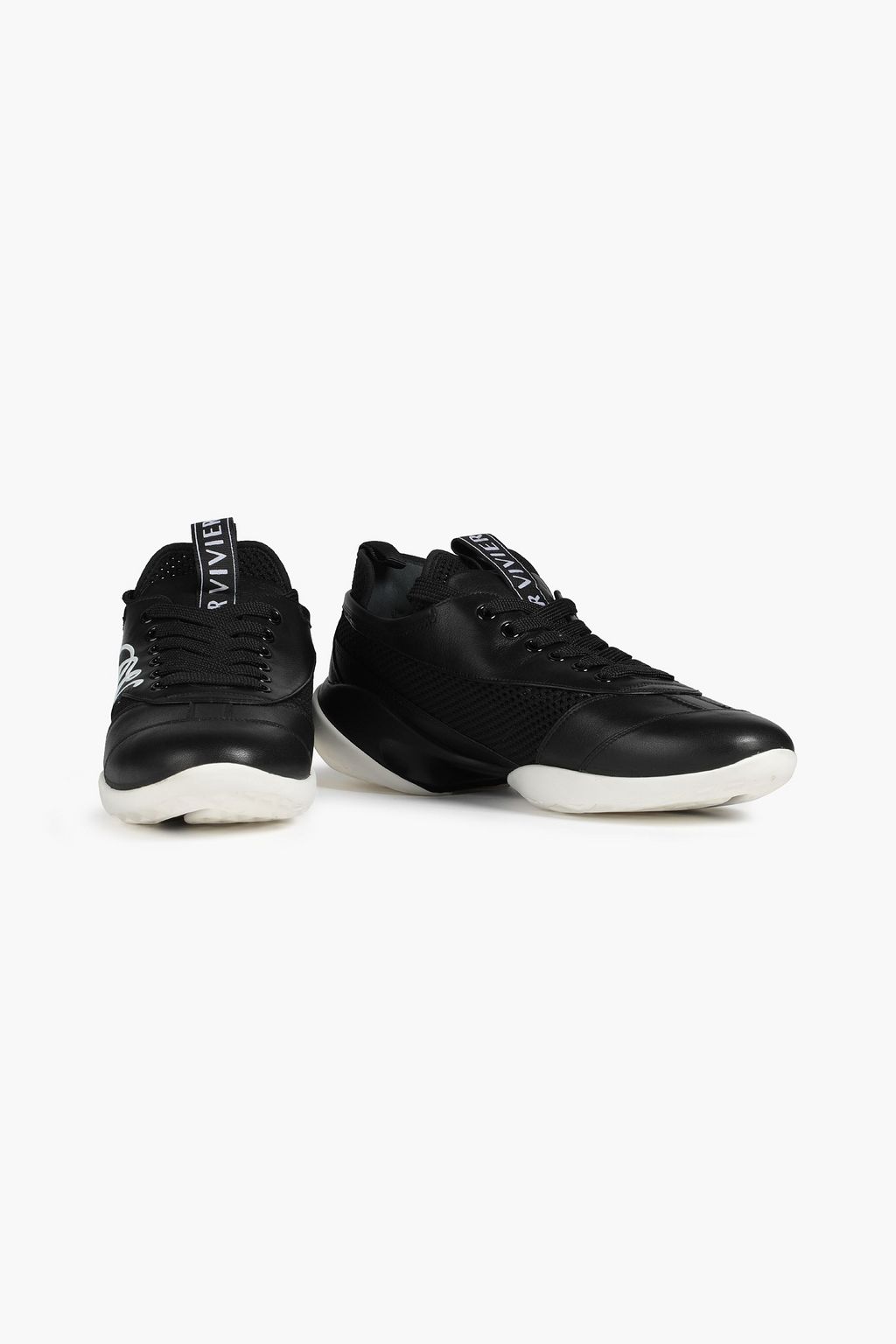 ROGER VIVIER Viv Match embossed leather and mesh sneakers