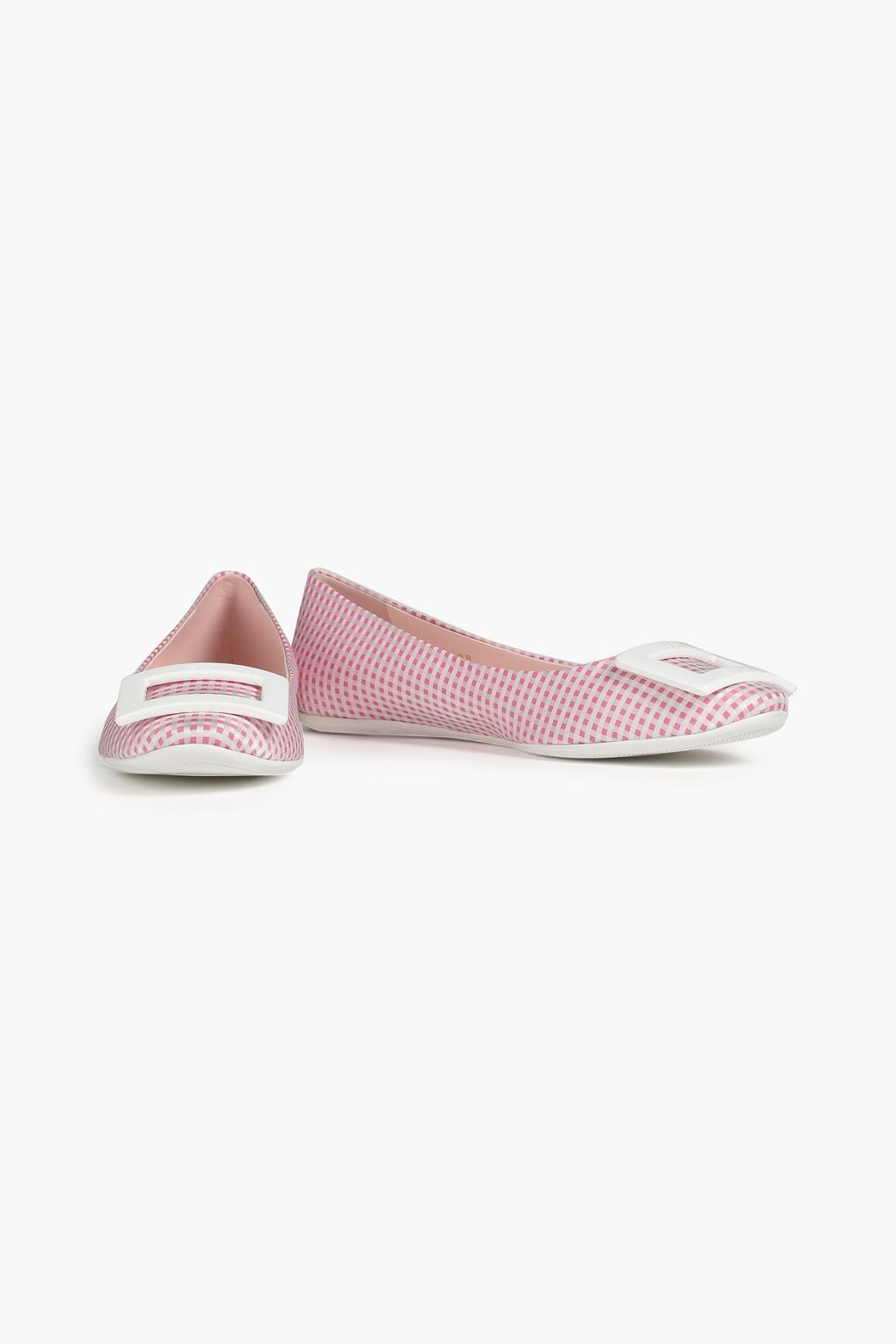 ROGER VIVIER Gommette embellished gingham woven ballet flats