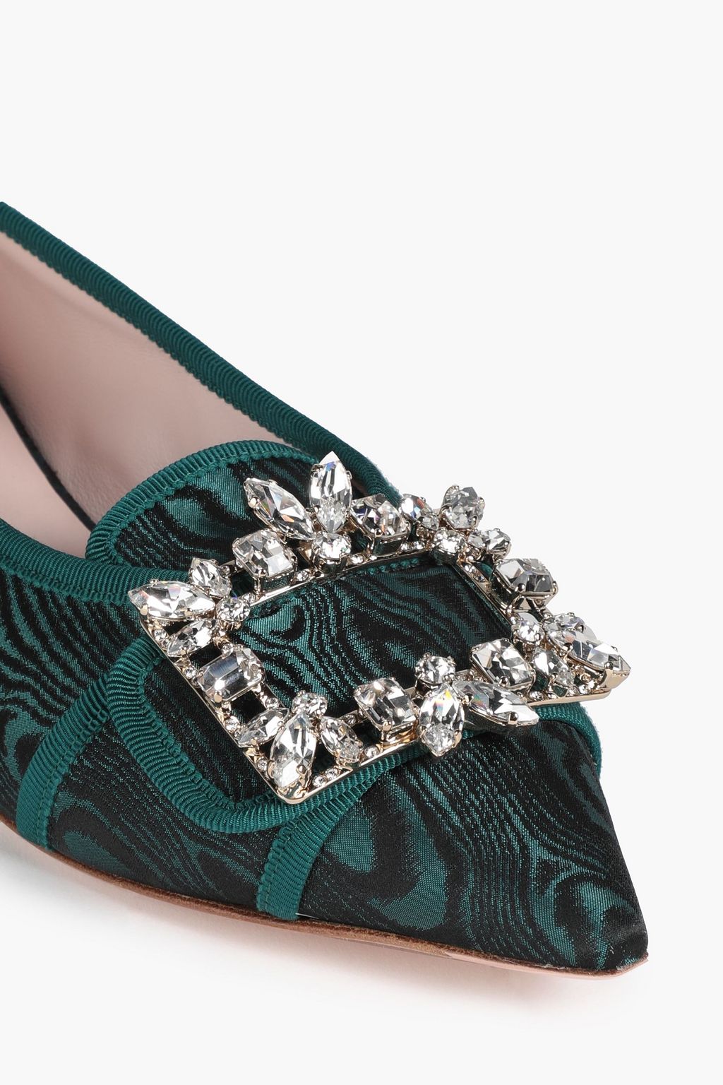 ROGER VIVIER Embellished moire point-toe flats