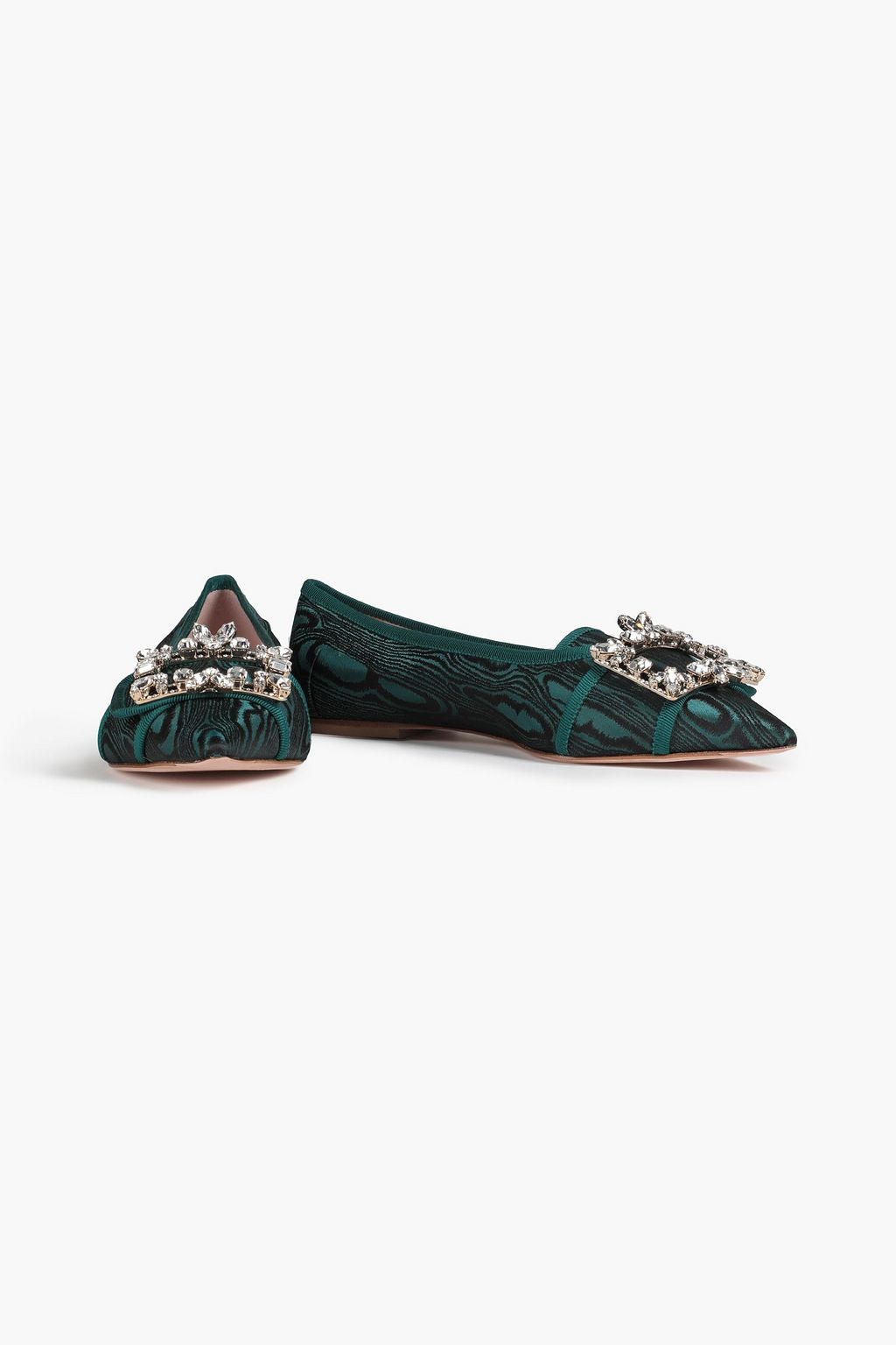 ROGER VIVIER Embellished moire point-toe flats