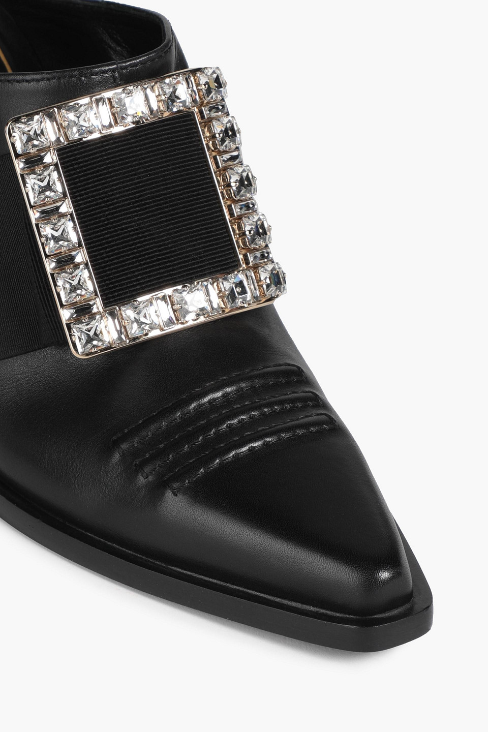 ROGER VIVIER VIV TEX EMBELLISHED LEATHER MULES