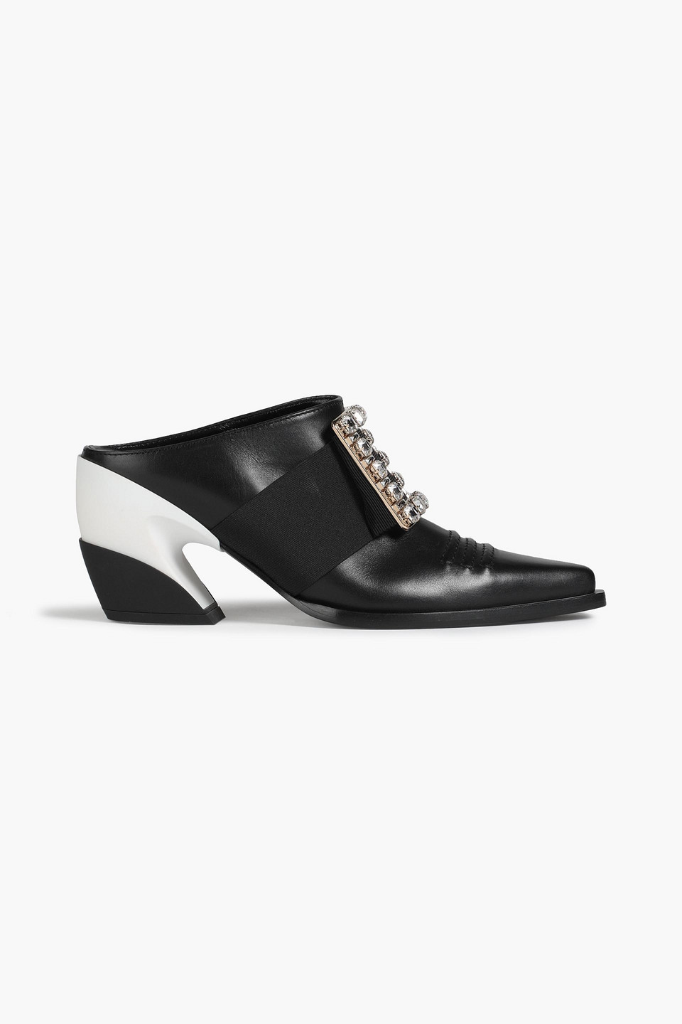 Roger Vivier Viv Tex Mules Aus Leder Mit Verzierung In Schwarz