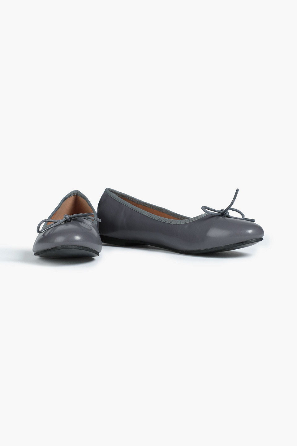 French Sole Amelie Bow-embellished Leather Ballet Flats In