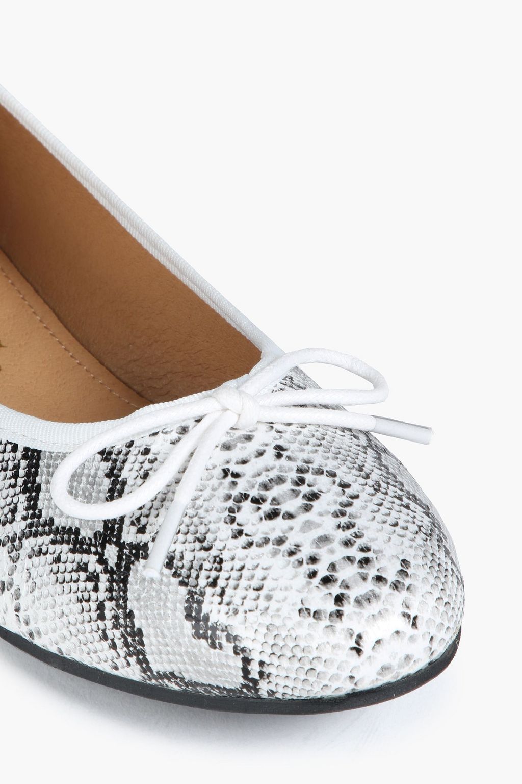 FRENCH SOLE Amelie 스네이크 프린트 가죽 발레리나 플랫