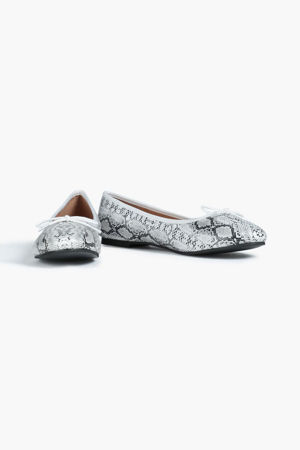 FRENCH SOLE Amelie 스네이크 프린트 가죽 발레리나 플랫