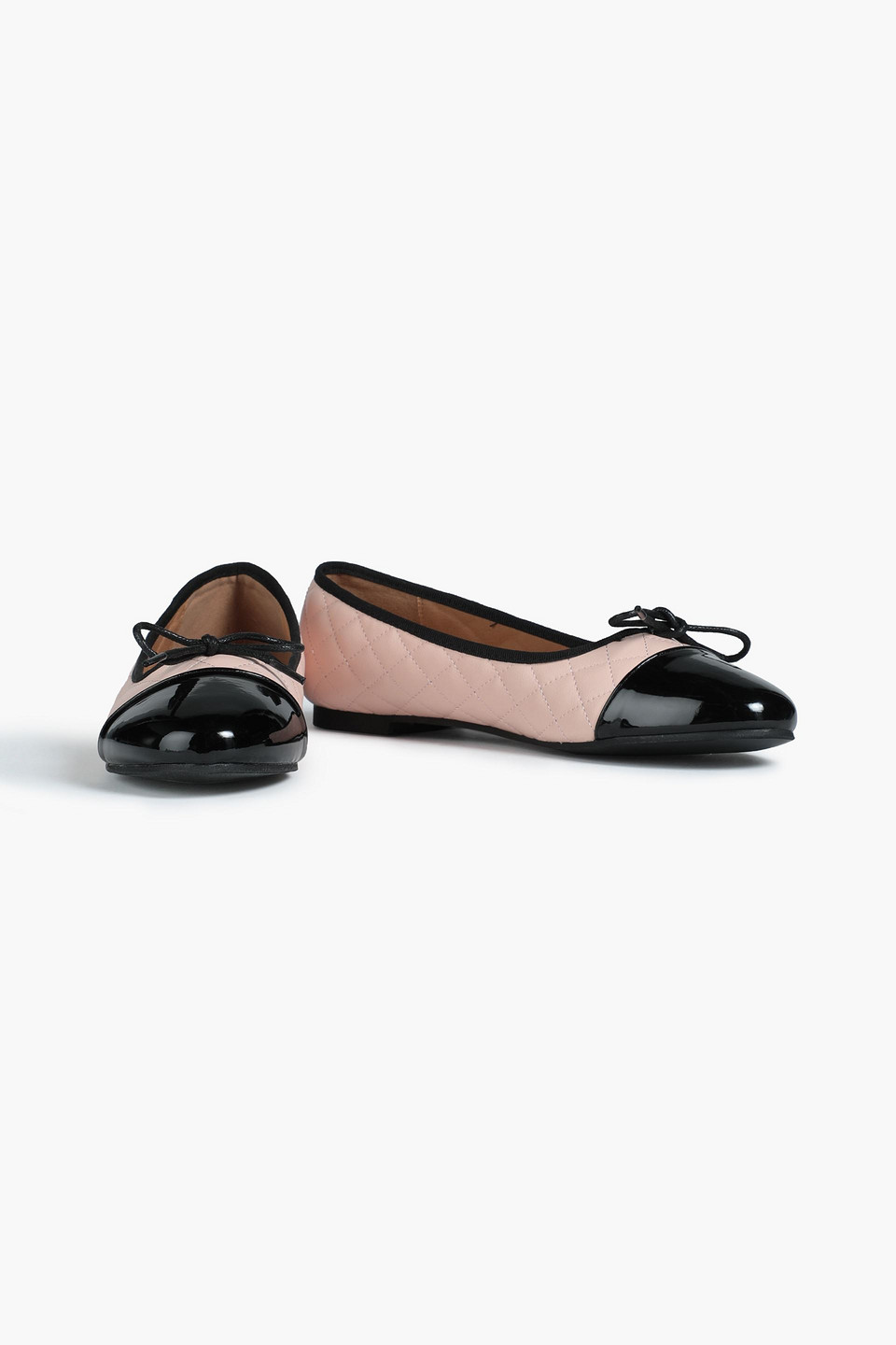 French Sole Amelie Quilted Two-tone Leather Ballet Flats In Blush