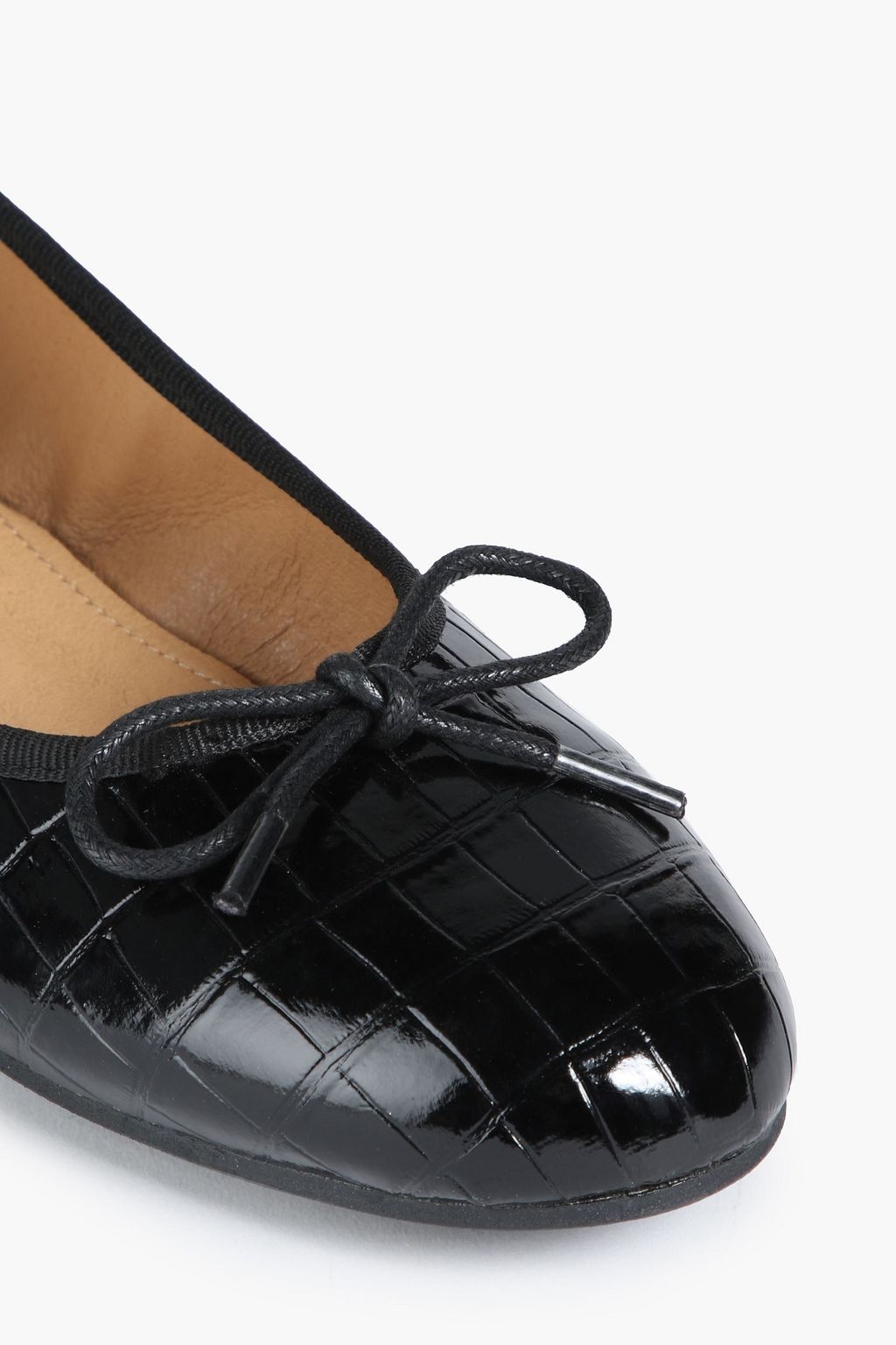 FRENCH SOLE Amelia croc-effect patent-leather ballet flats
