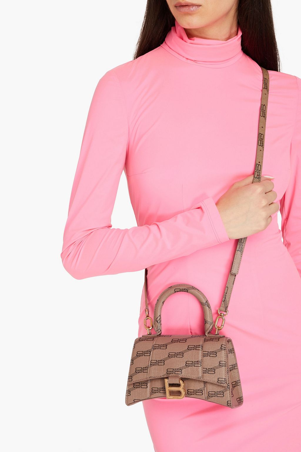 BALENCIAGA Hourglass logo-print textured-leather tote