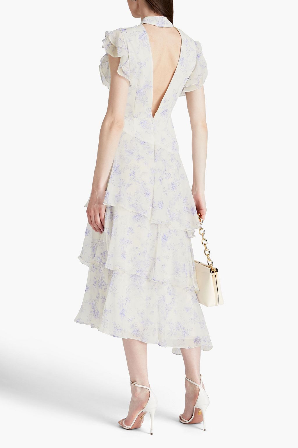 MIKAEL AGHAL Ruffled floral-print crepe de chine midi dress