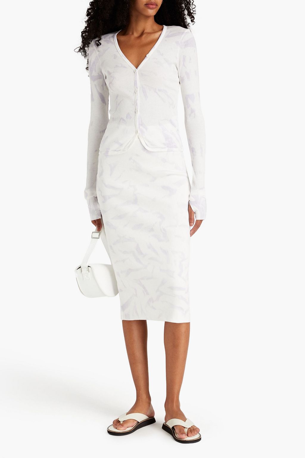 HELMUT LANG Tie-dyed ribbed cotton-jersey top