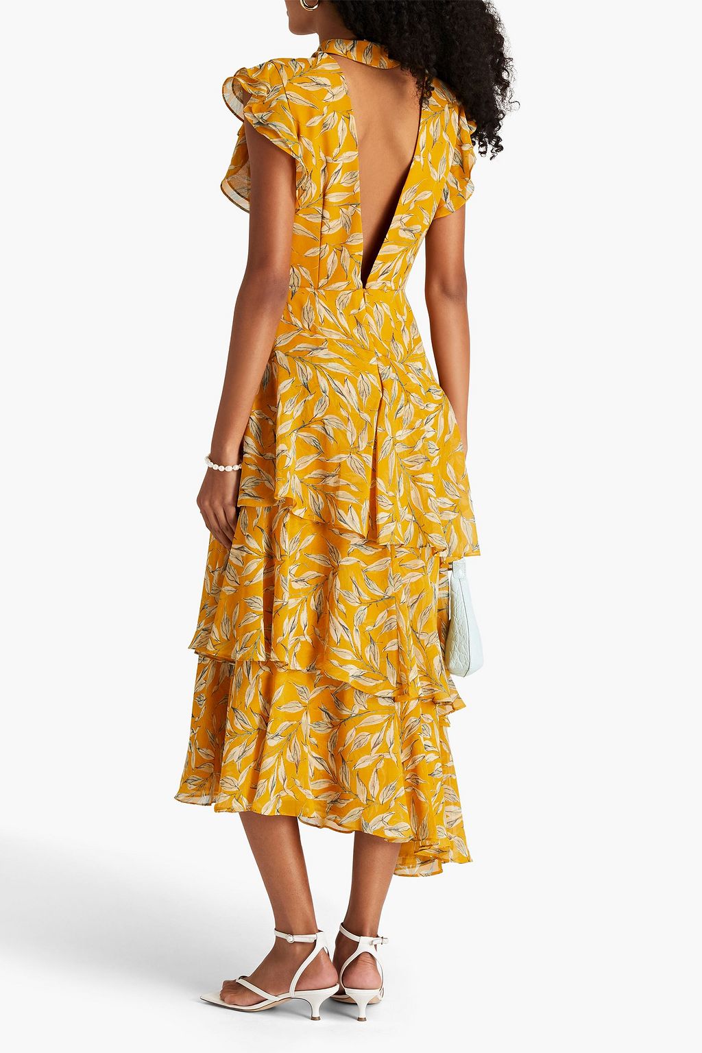 MIKAEL AGHAL Ruffled floral-print crepe midi dress