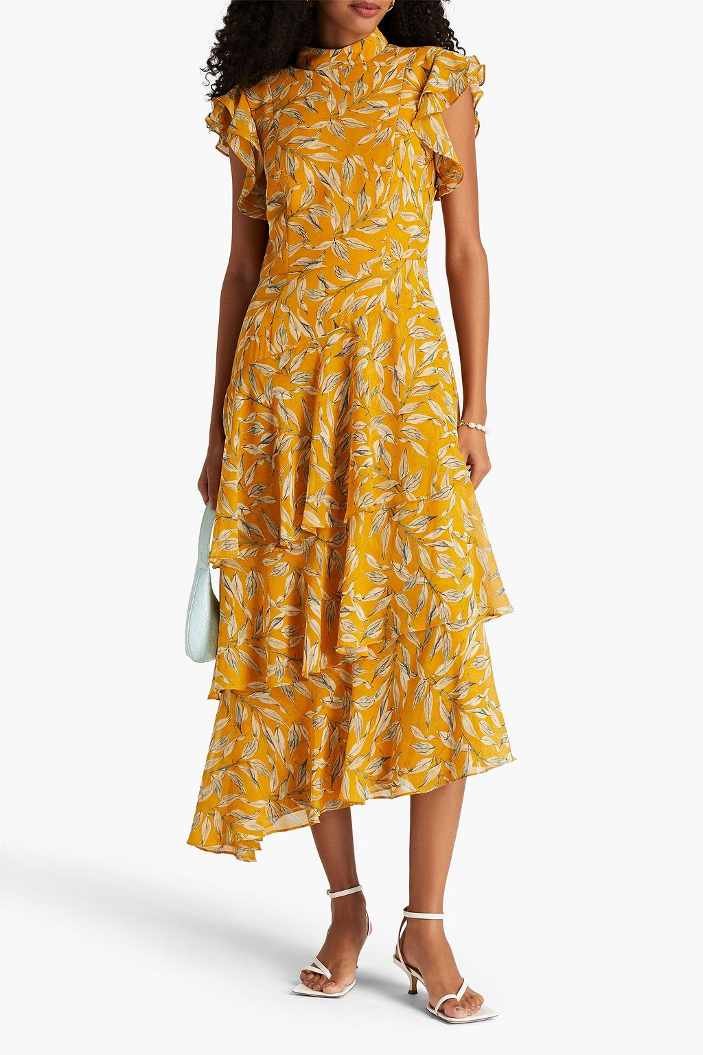 MIKAEL AGHAL Ruffled floral-print crepe midi dress