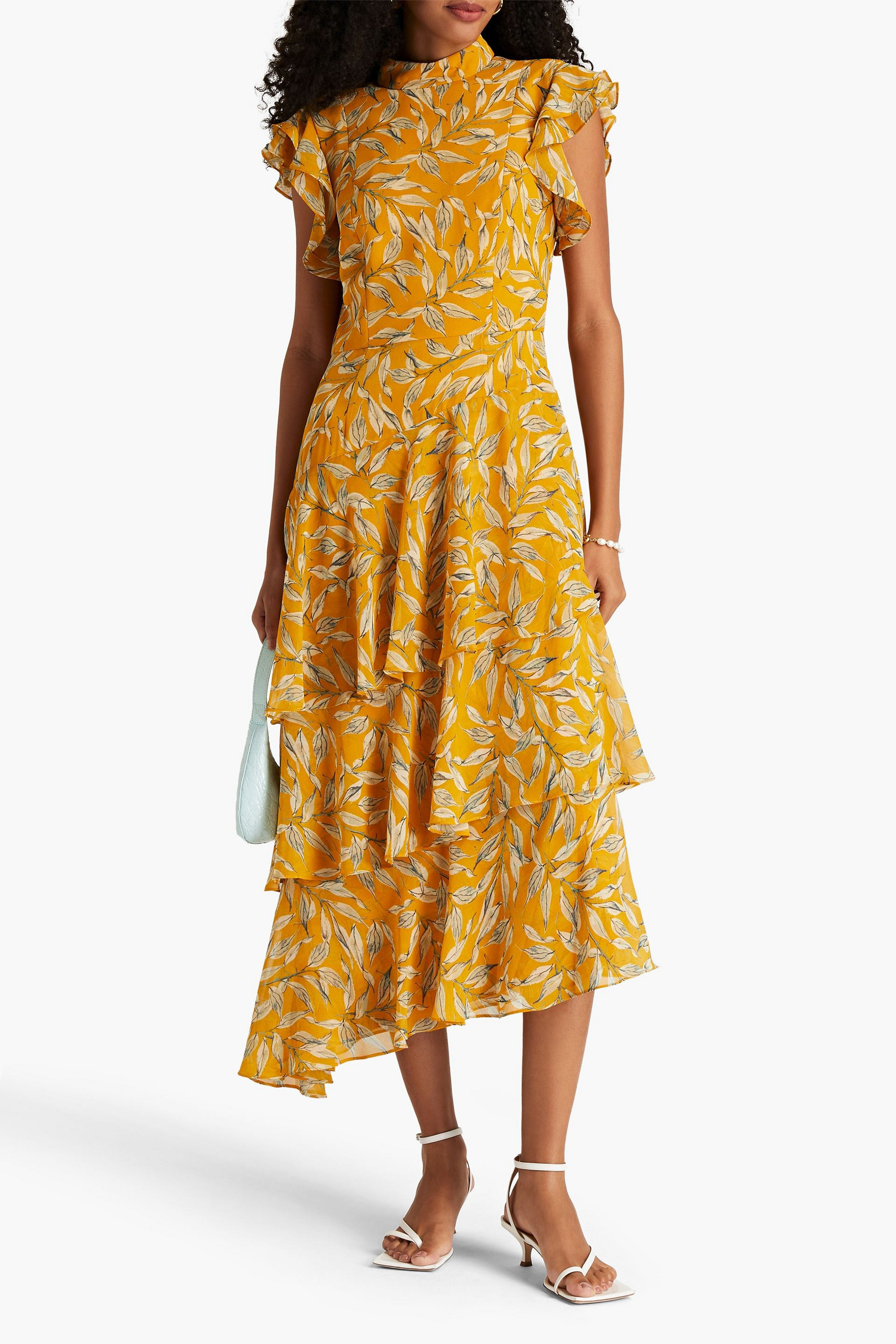 MIKAEL AGHAL Ruffled floral-print crepe midi dress