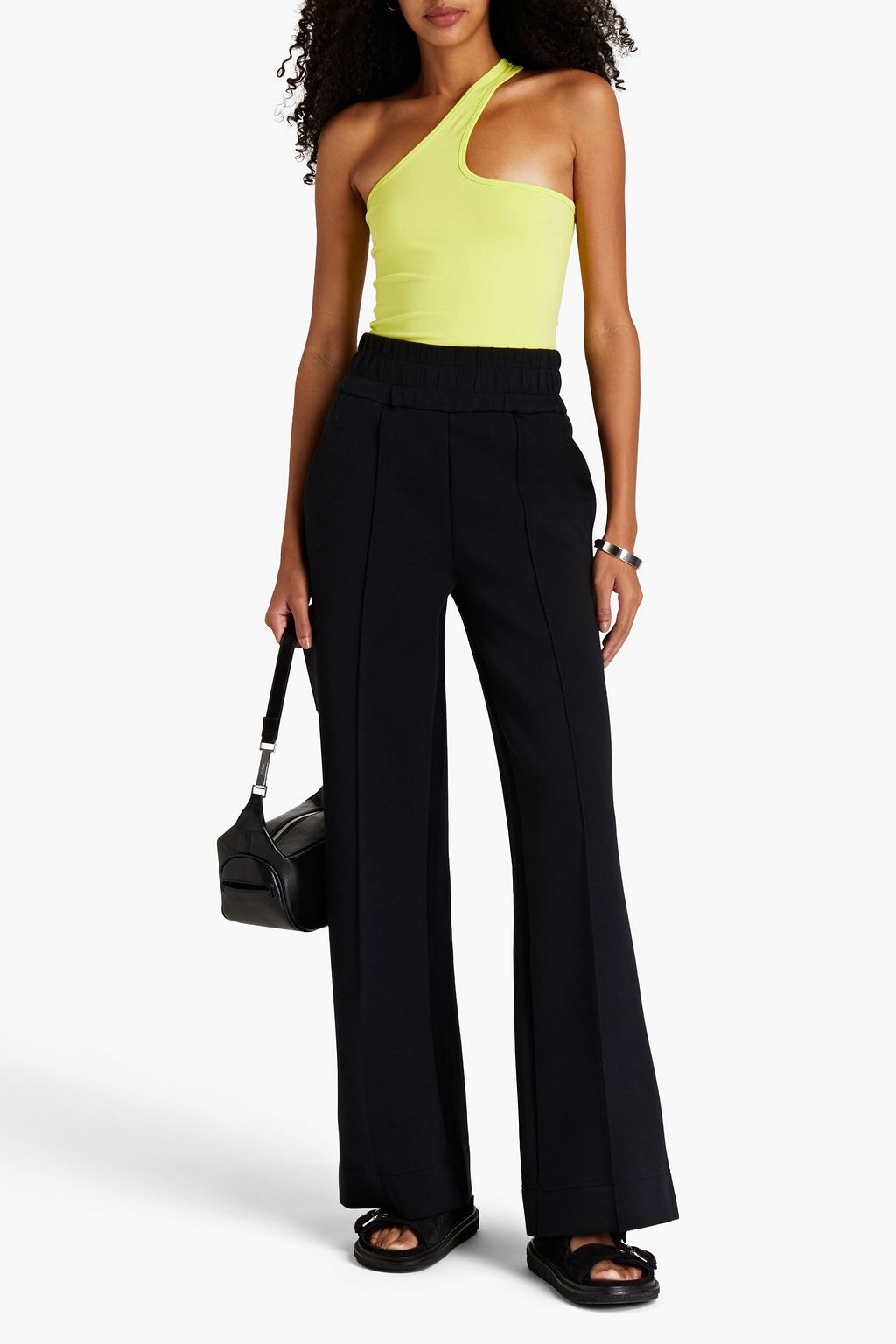 HELMUT LANG One-shoulder cutout stretch-jersey top