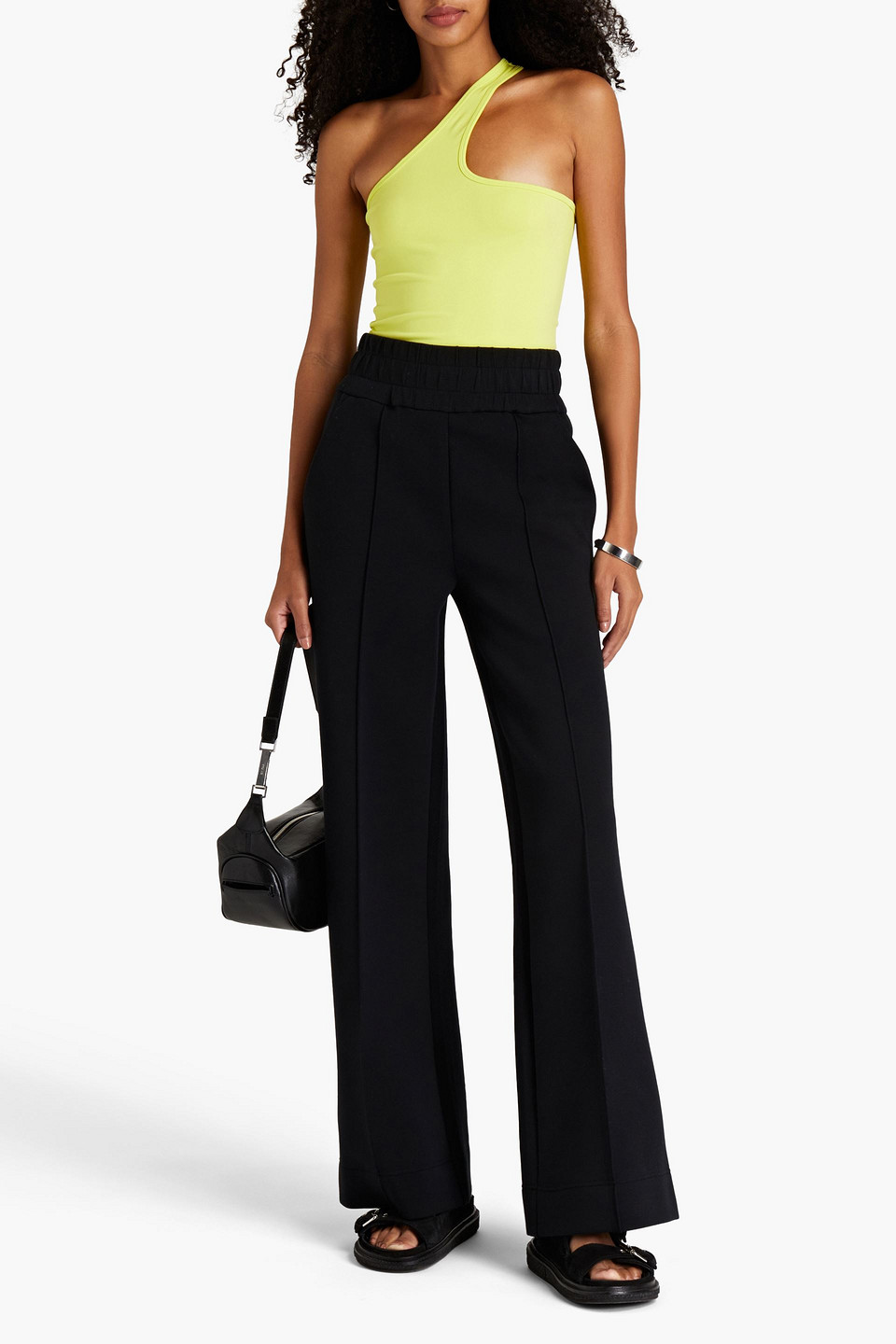 Helmut Lang One-shoulder Cutout Stretch-jersey Tank In Lime Green