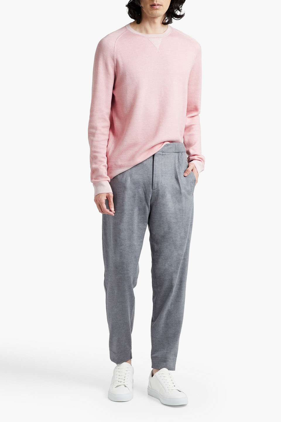 Ermenegildo Zegna Man Cotton, Cashmere, Linen And Silk-blend Jumper In Baby Pink