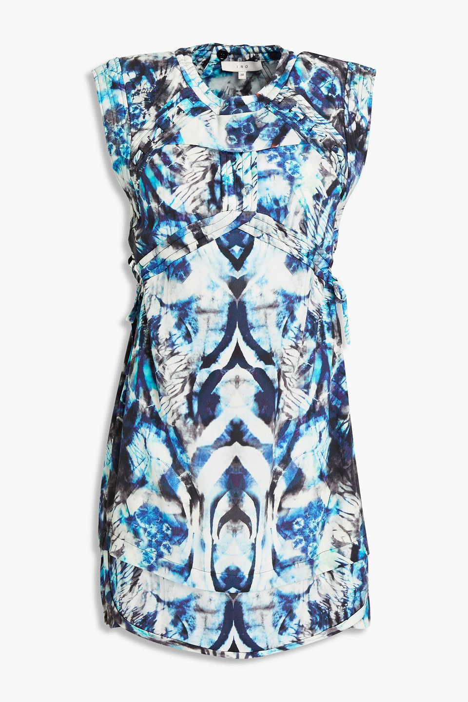 iro - quilted printed crepe mini dress - blue - fr 38