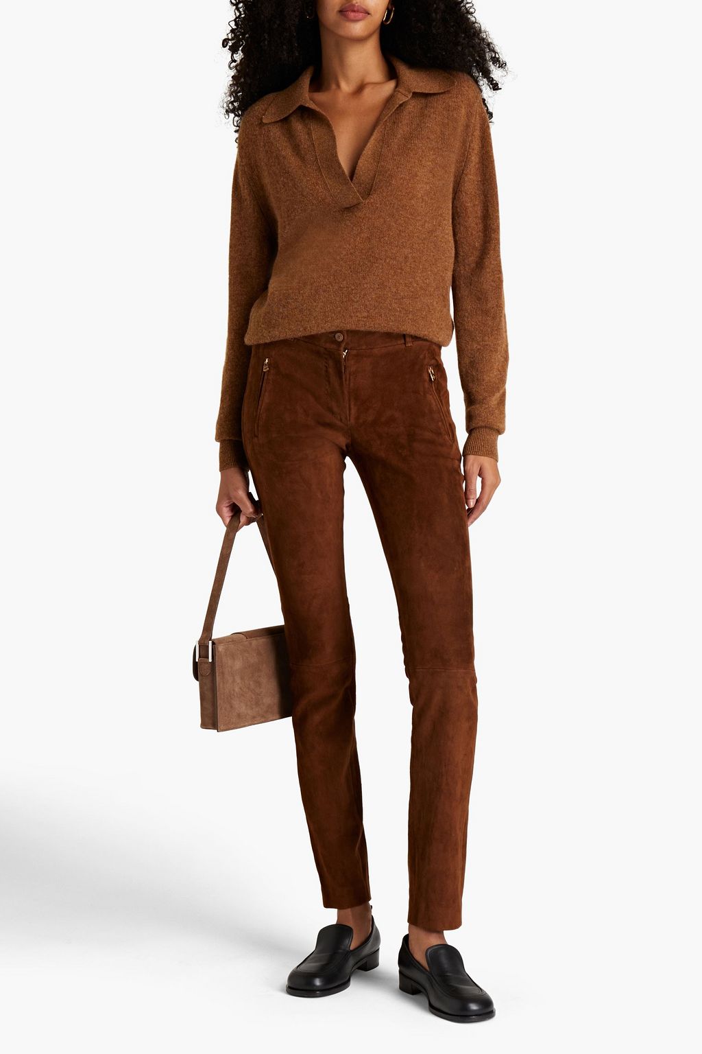 LORO PIANA Suede slim-leg pants