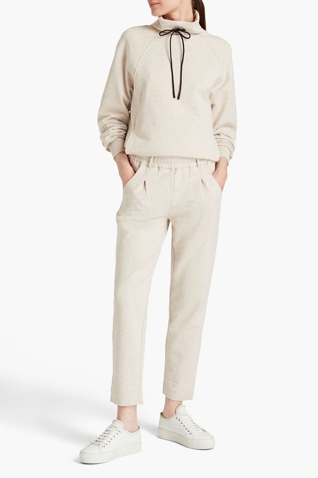 VARLEY Atlas mélange French cotton-blend terry hoodie