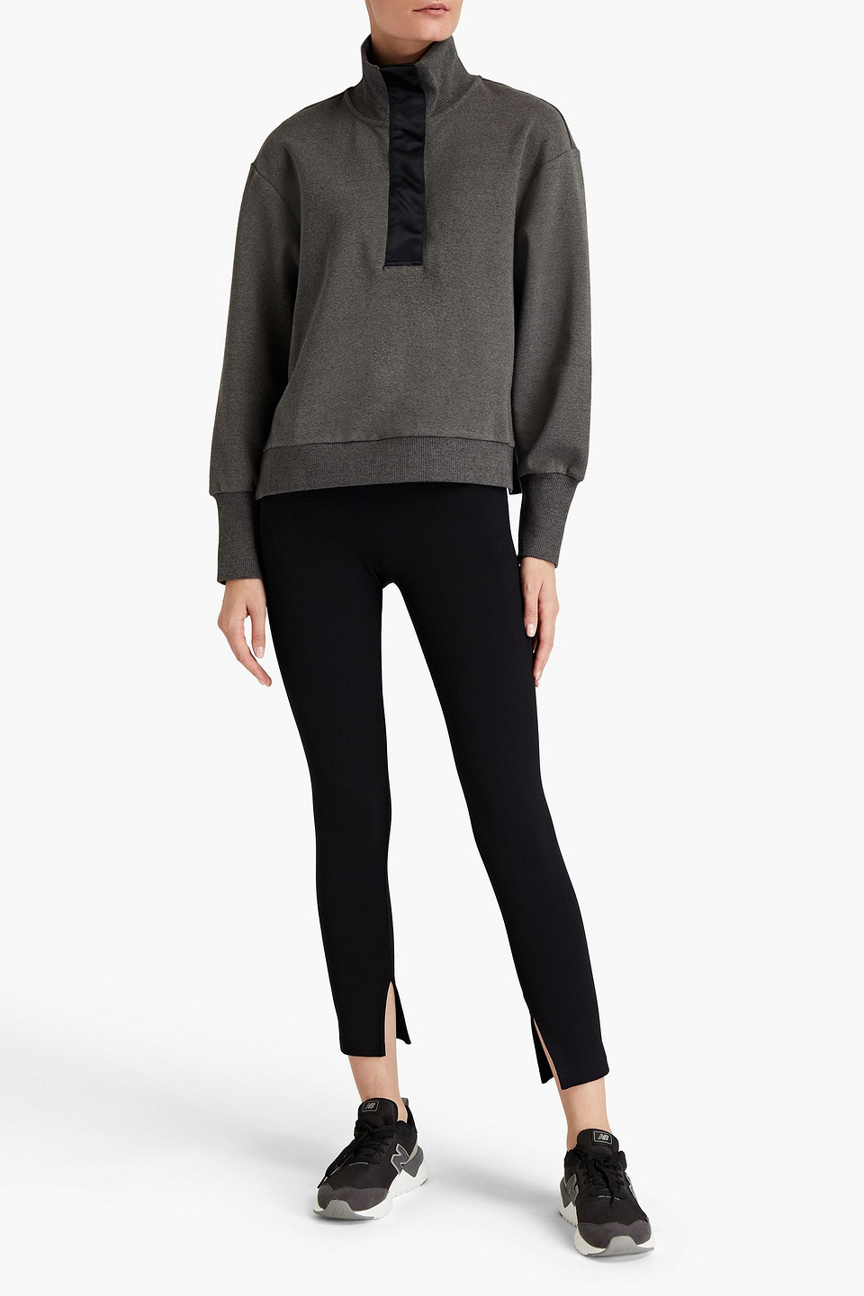 Varley Huston Satin-trimmed Cotton-blend Sweatshirt In Blue