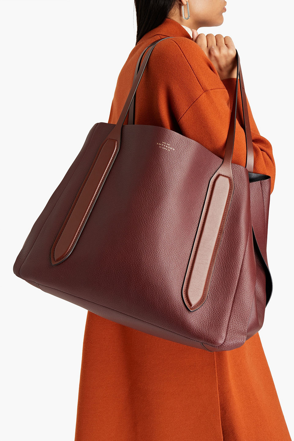 Smythson Ciappa Leather Tote In Merlot