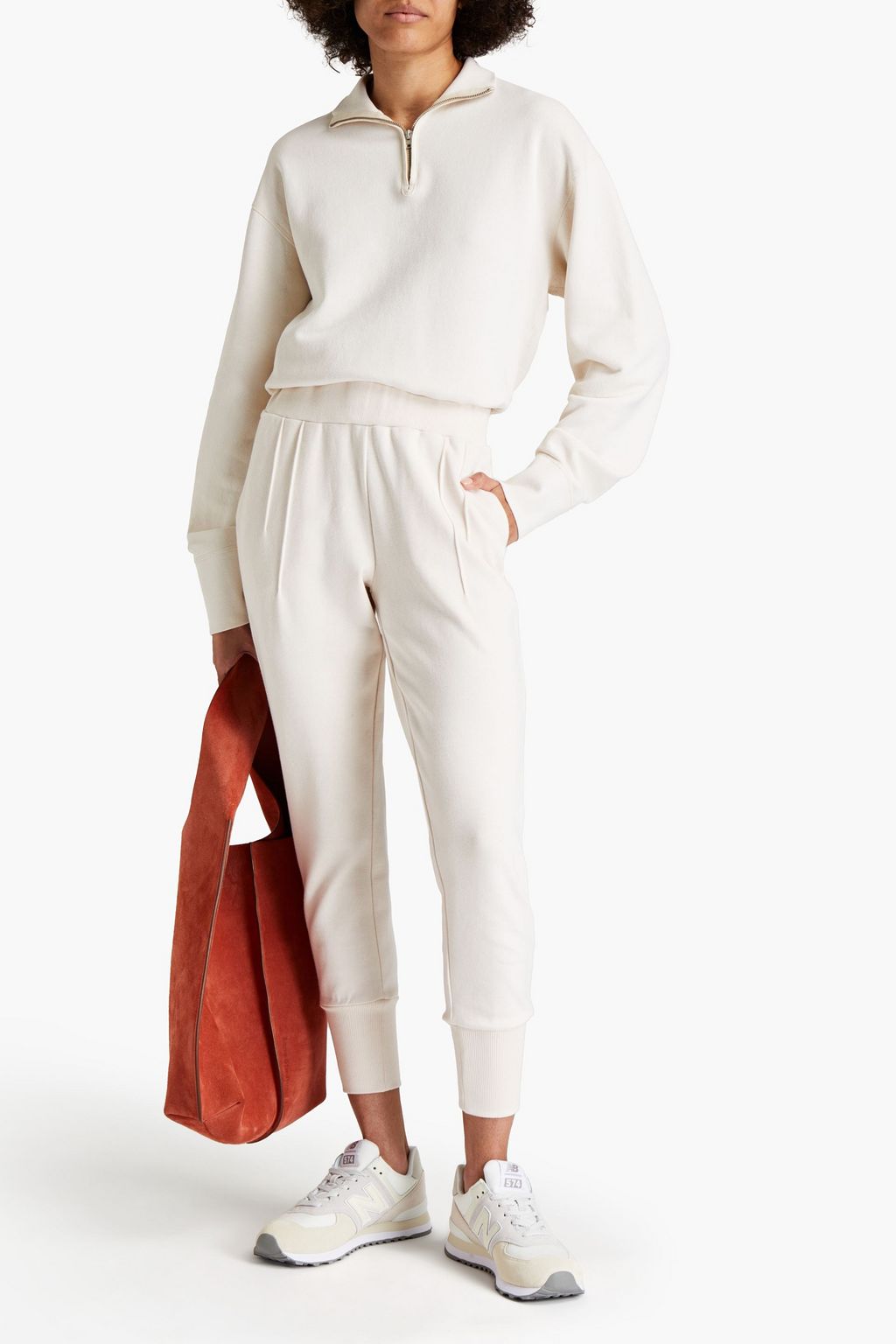 VARLEY Amberly pintucked stretch-cotton jersey track pants