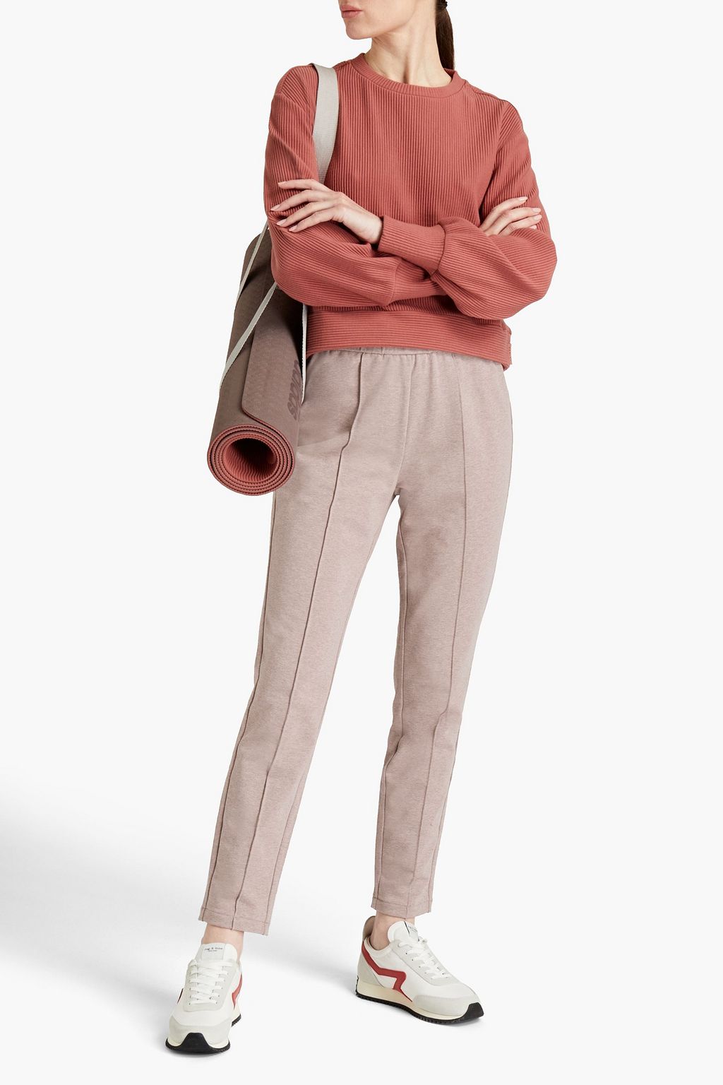VARLEY Hanley pintucked French cotton-blend terry track pants