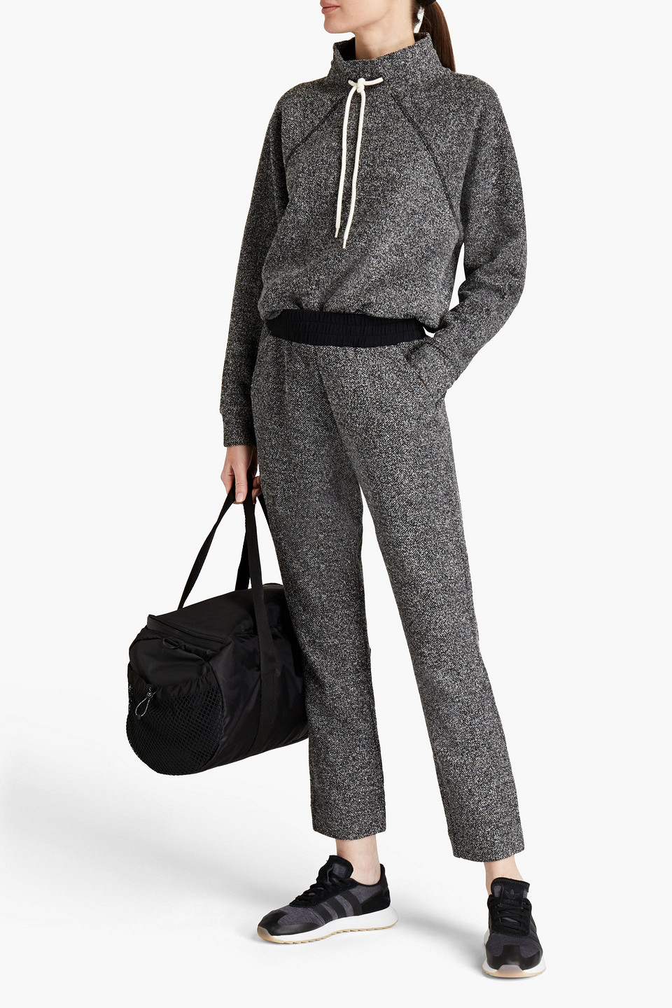 Varley Brymhurst Shirred Cotton-blend Track Pants In Black