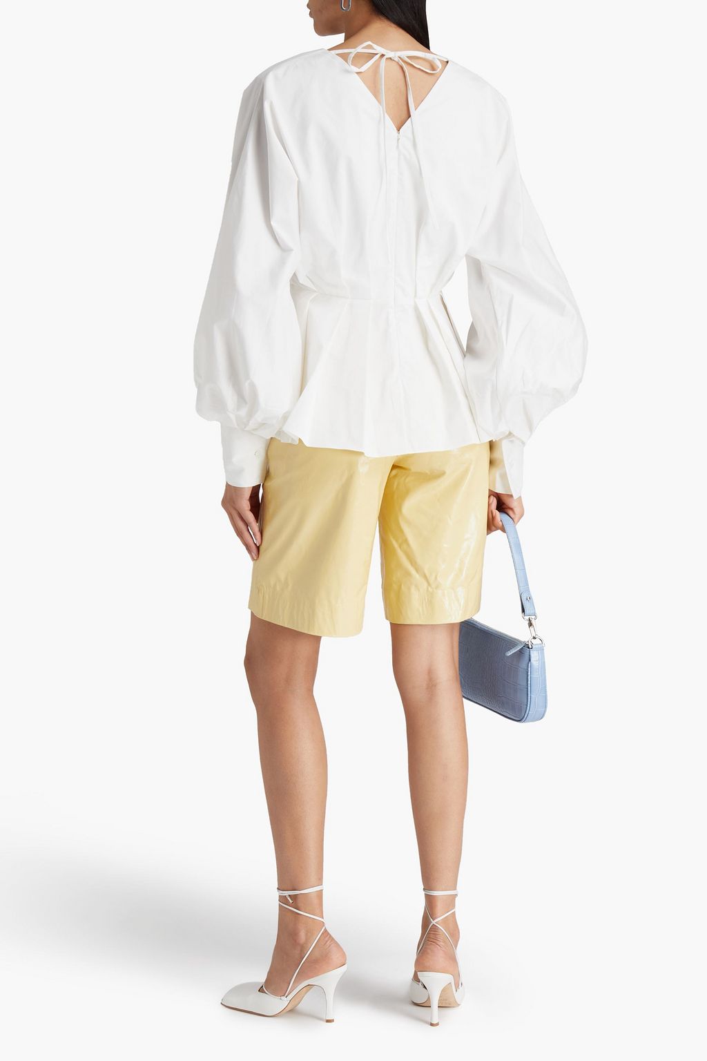 ROKSANDA Colette pleated cotton-poplin peplum blouse