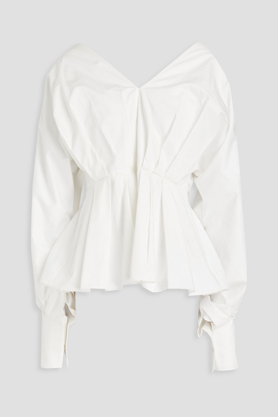 Colette pleated cotton-poplin peplum blouse