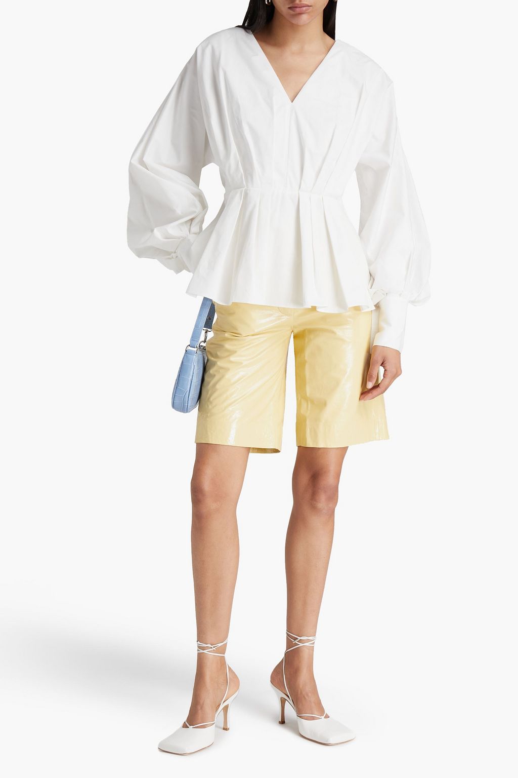 ROKSANDA Colette pleated cotton-poplin peplum blouse