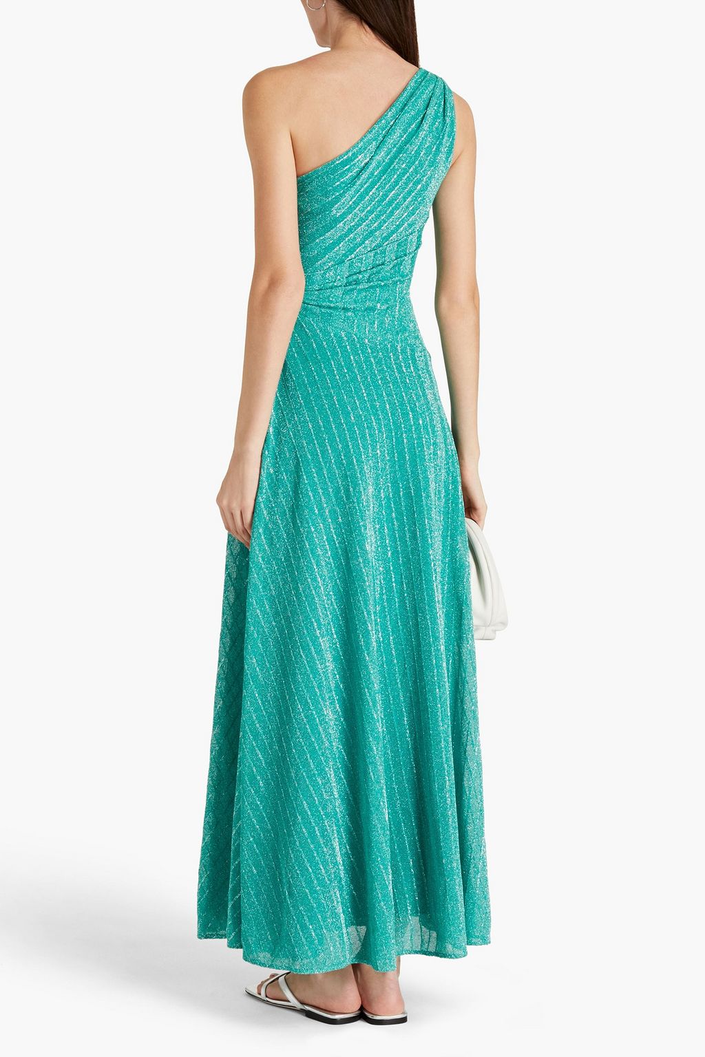 MISSONI Oneshoulder metallic knitted maxi dress THE