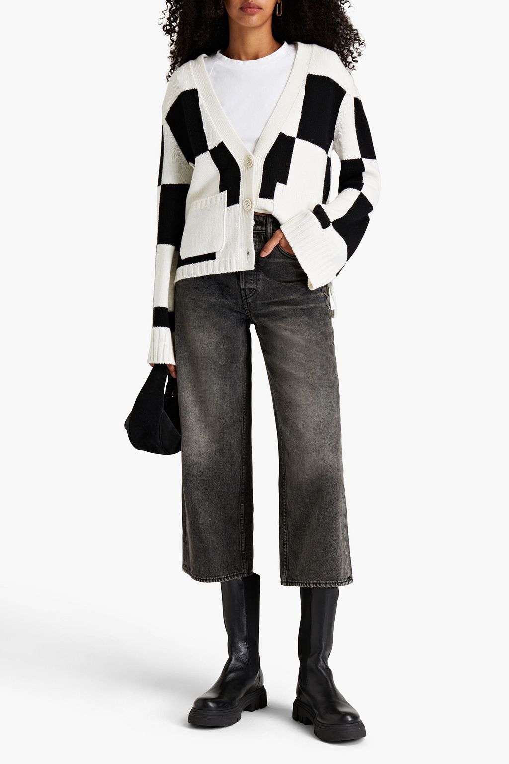 RAG & BONE Maya cropped faded high-rise wide-leg jeans