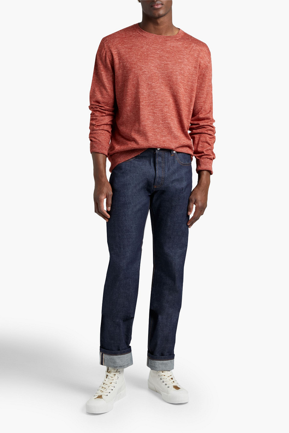Ermenegildo Zegna Mélange Cashmere, Linen And Silk-blend Sweater In Rosa