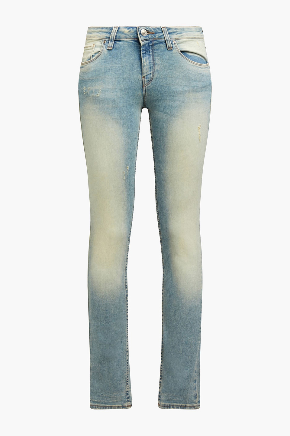 Zeitna distressed mid-rise skinny jeans