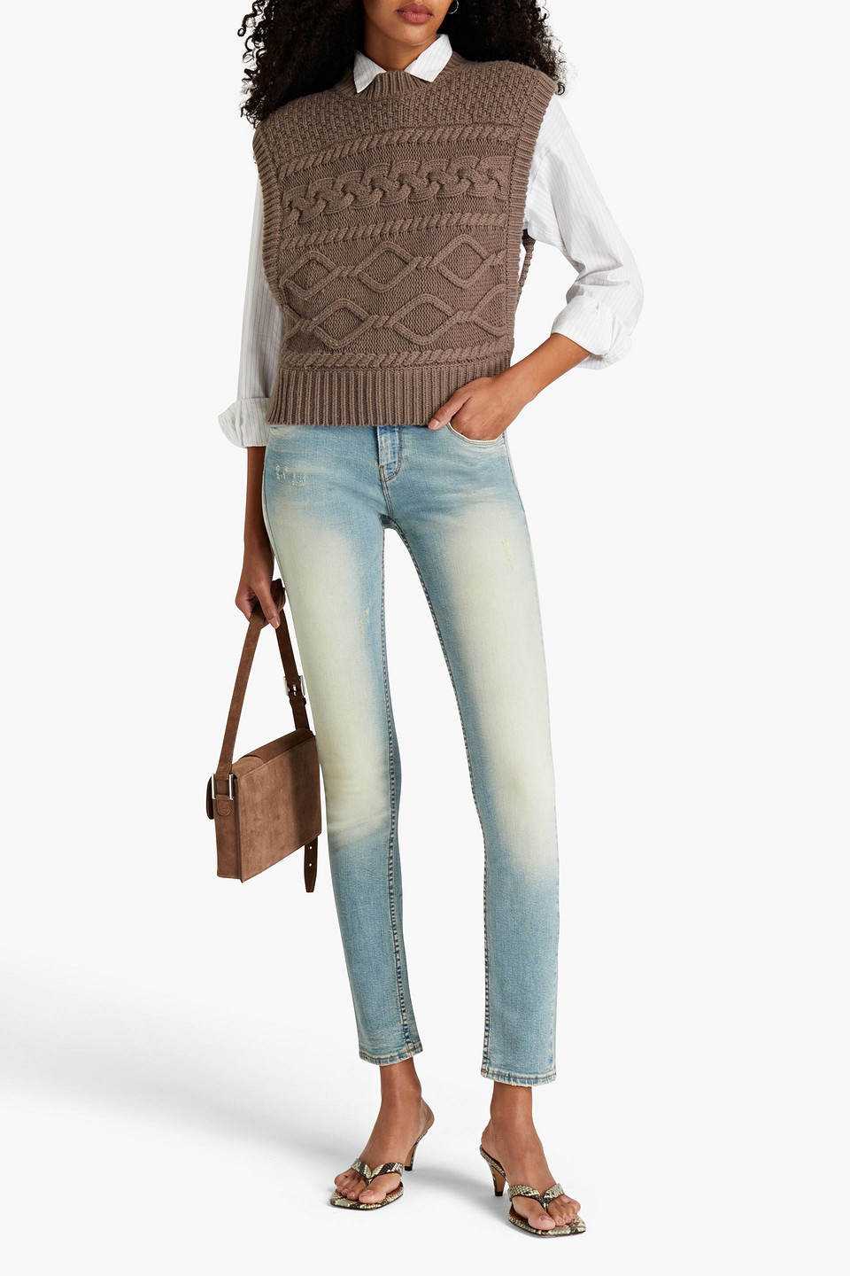 Iro Distressed Mid-rise Skinny Jeans In Light Denim