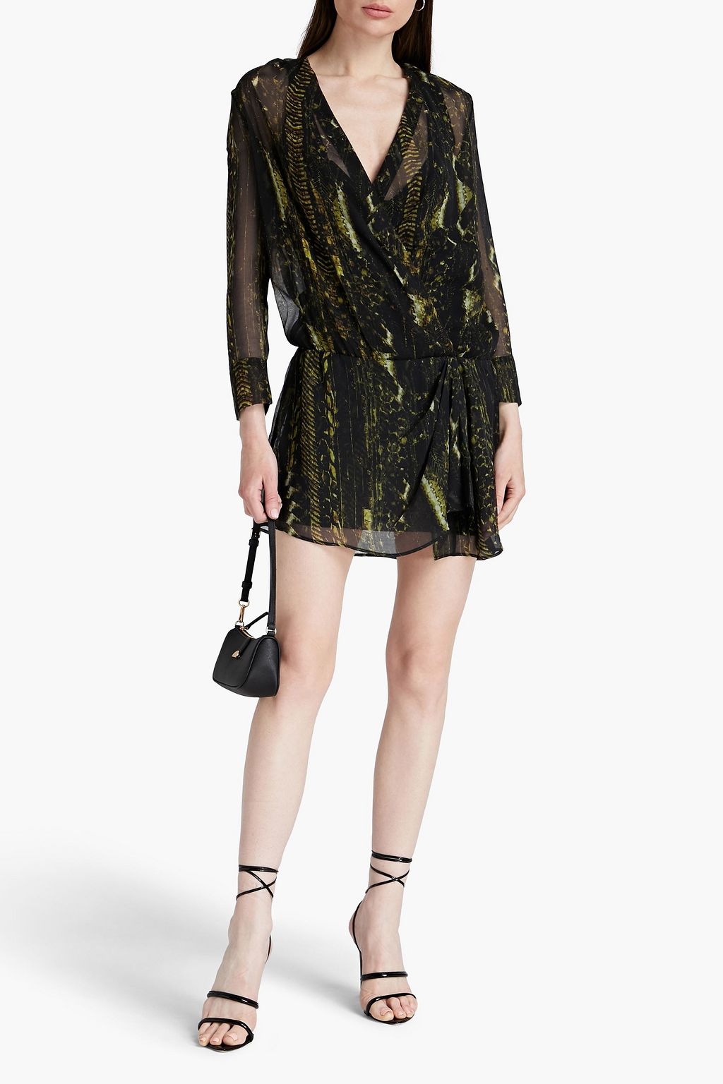 IRO Akley wrap-effect snake-print chiffon mini dress