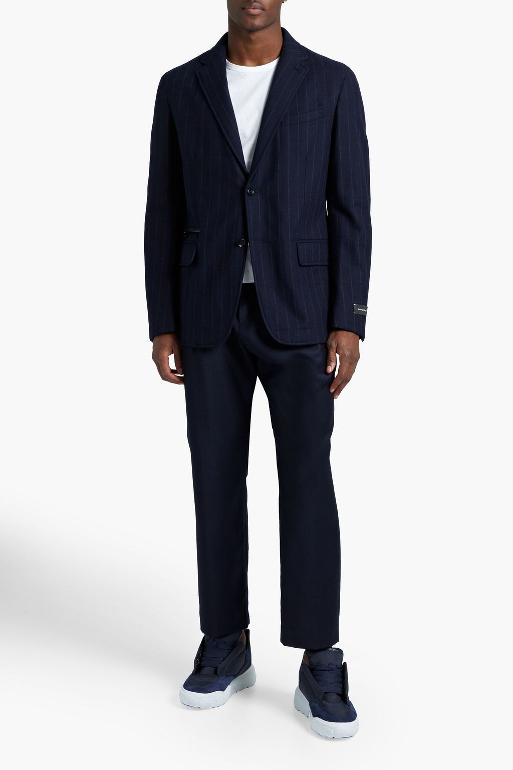 ZEGNA Pinstriped wool and cashmere-blend blazer
