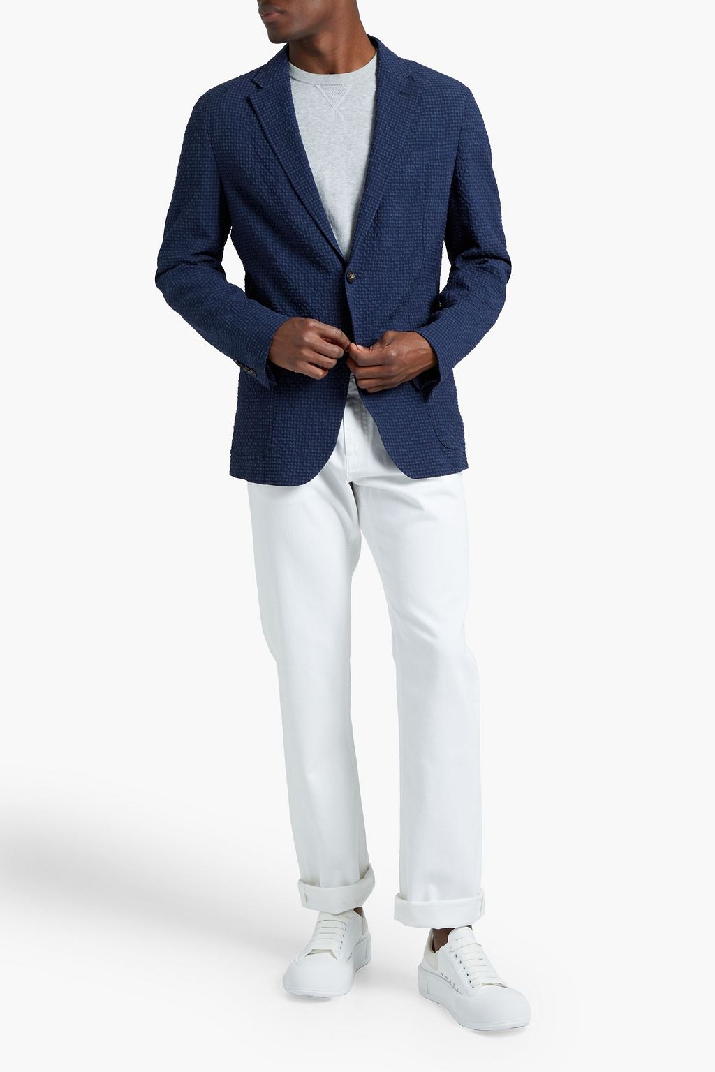 ZEGNA Checked seersucker blazer