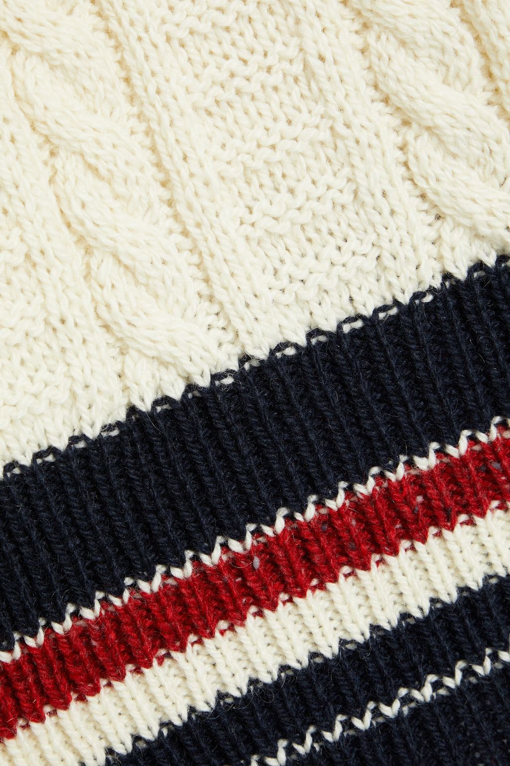 THOM BROWNE Color-block cable-knit wool and mohair-blend sweater