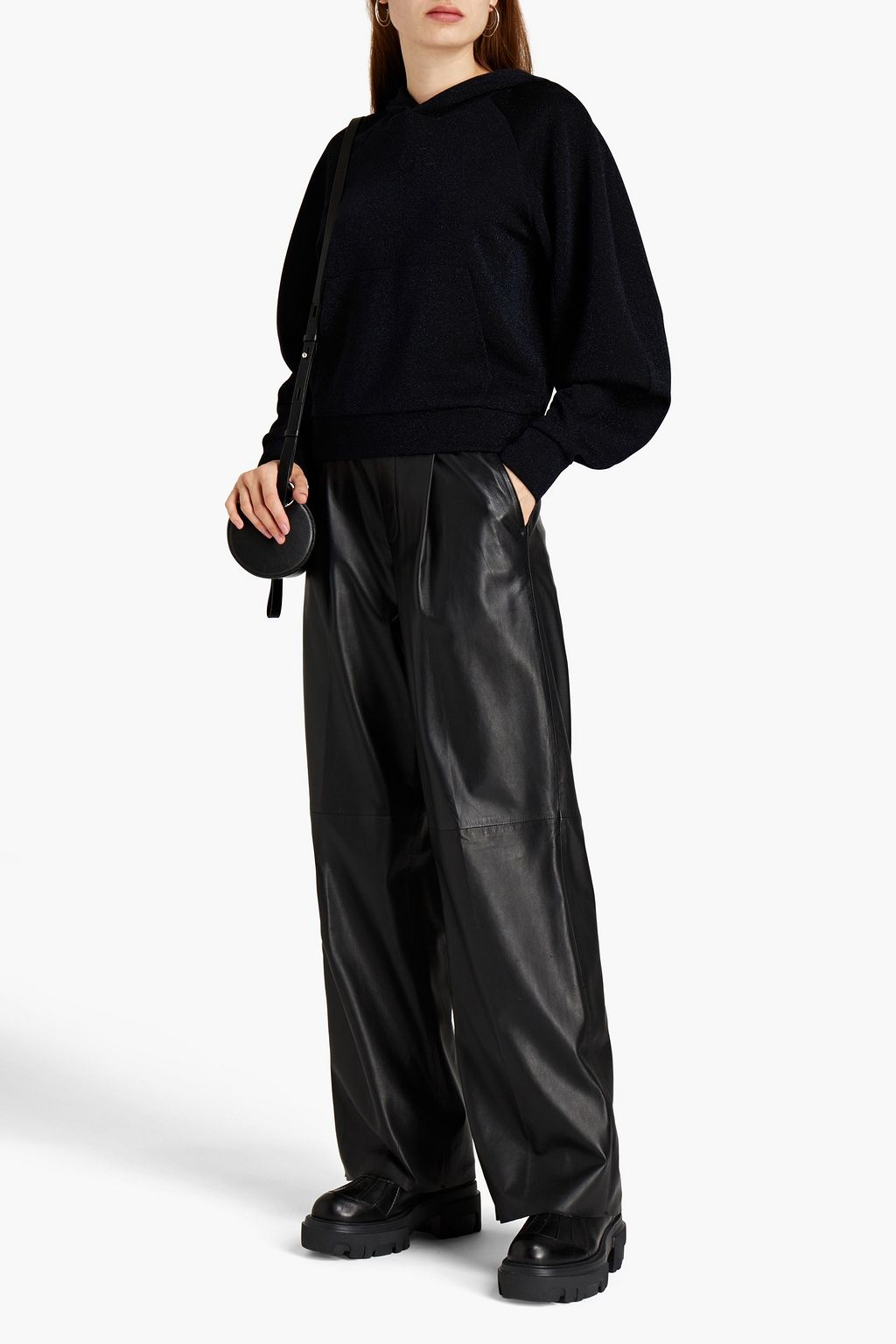 KARL LAGERFELD Metallic embroidered jersey hoodie